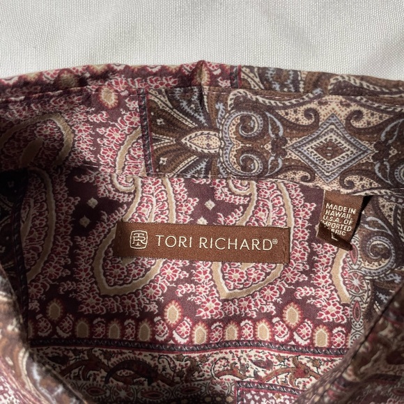Tori Richard Hawaiian Floral Paisley button down short sleeve shirt men’s Sz L - Picture 5 of 5